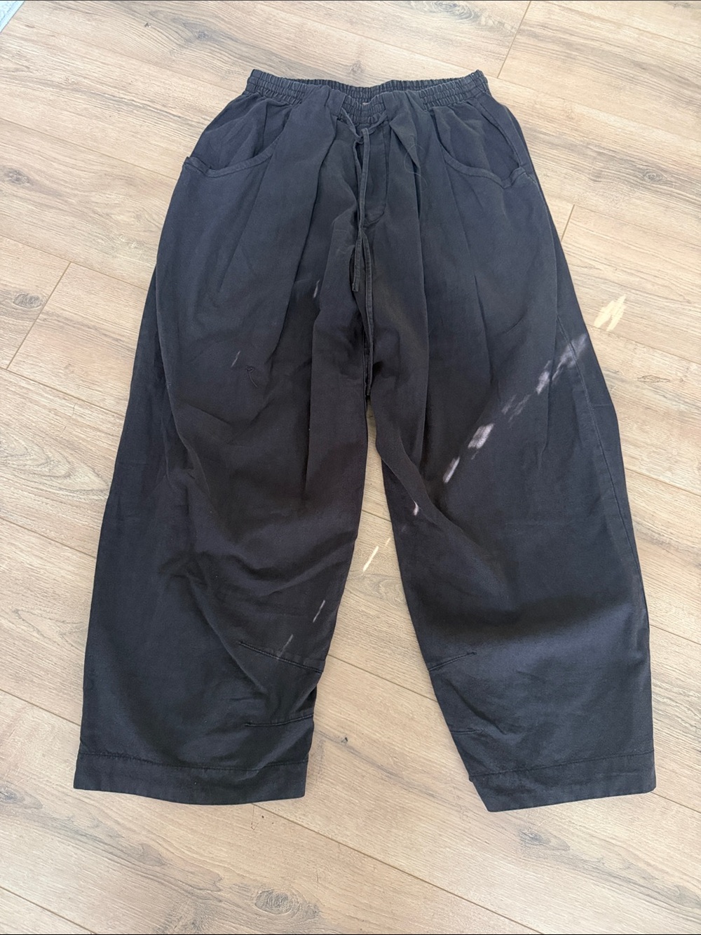 Free People Black Wide-Leg Drawstring Pants